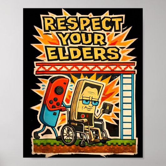 Respect Your Elders Retro Gaming Funny Gamer Contr Poster (Voorkant)