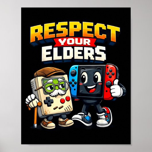 Respect Your Elders Retro Gaming Funny Gamer Contr Poster (Voorkant)