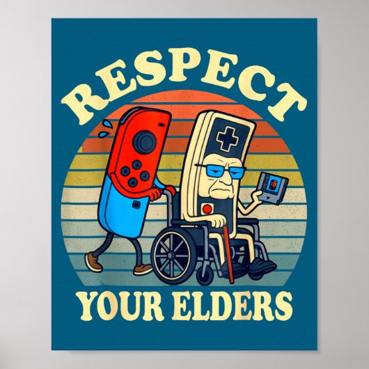 Respect Your Elders Retro Gaming Funny Gamer Contr Poster (Voorkant)