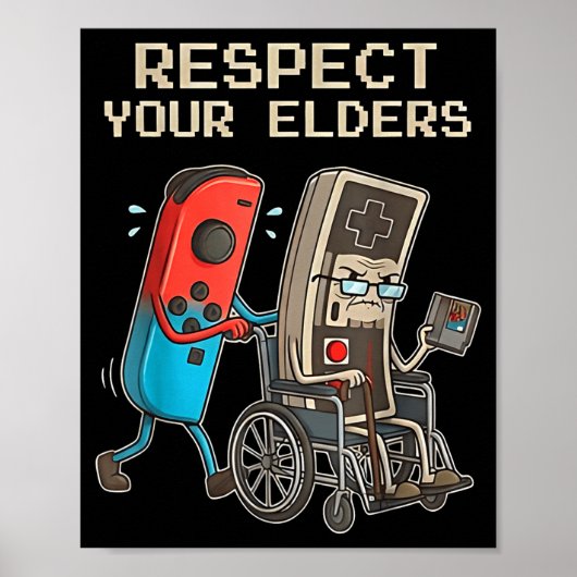 Respect Your Elders Retro Gaming Funny Gamer Contr Poster (Voorkant)