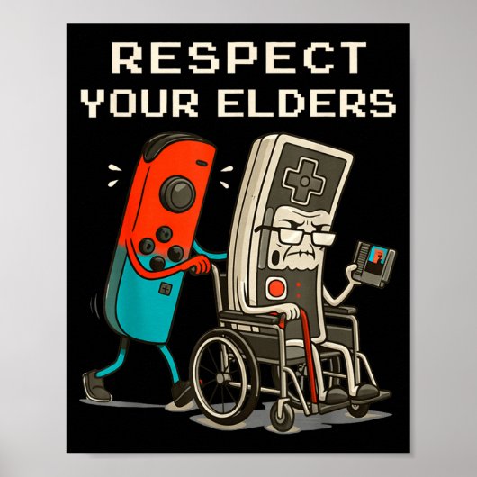 Respect Your Elders Retro Gaming Funny Gamer Contr Poster (Voorkant)