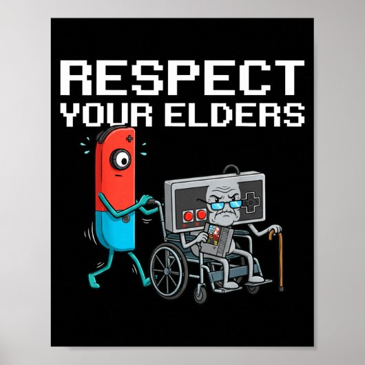 Respect Your Elders Retro Gaming Funny Gamer Contr Poster (Voorkant)