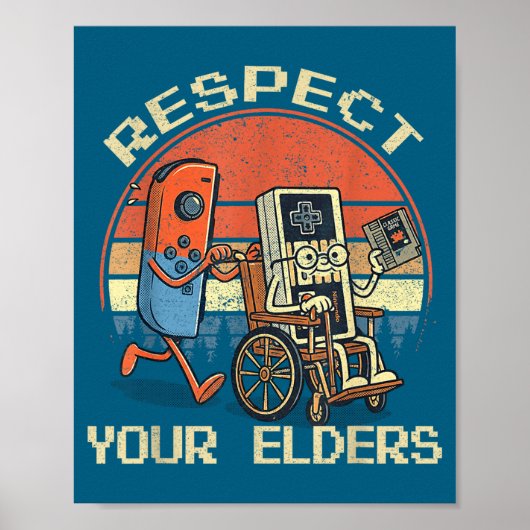 Respect Your Elders Retro Gaming Funny Gamer Contr Poster (Voorkant)
