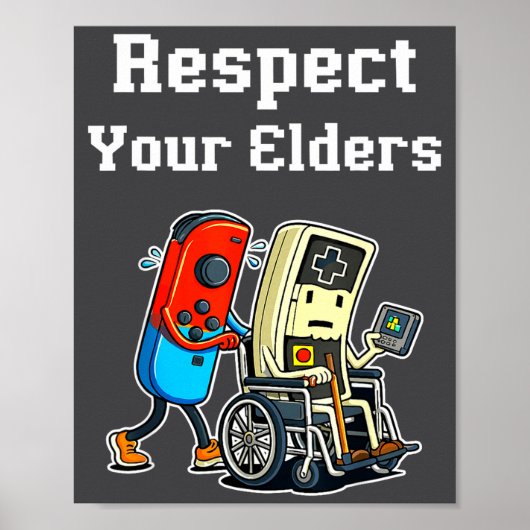 Respect Your Elders Retro Gaming Funny Gamer Contr Poster (Voorkant)