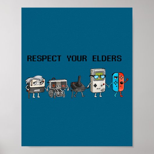 Respect Your Elders Retro Gaming Funny Gamer Contr Poster (Voorkant)