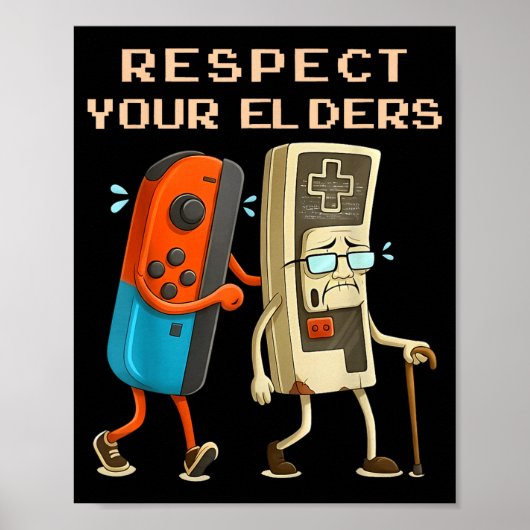 Respect Your Elders Retro Gaming Funny Gamer Contr Poster (Voorkant)