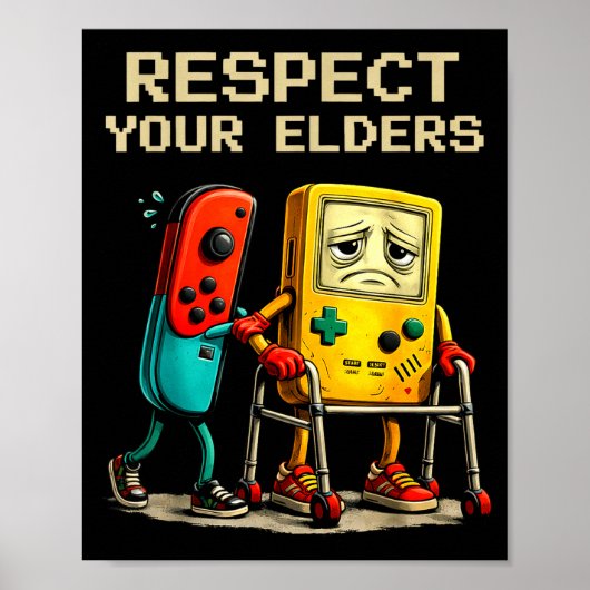 Respect Your Elders Retro Gaming Funny Gamer Contr Poster (Voorkant)
