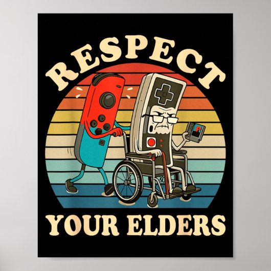 Respect Your Elders Retro Gaming Funny Gamer Contr Poster (Voorkant)