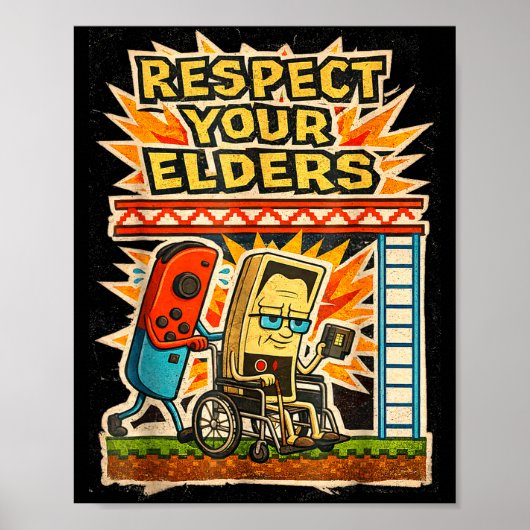 Respect Your Elders Retro Gaming Funny Gamer Contr Poster (Voorkant)