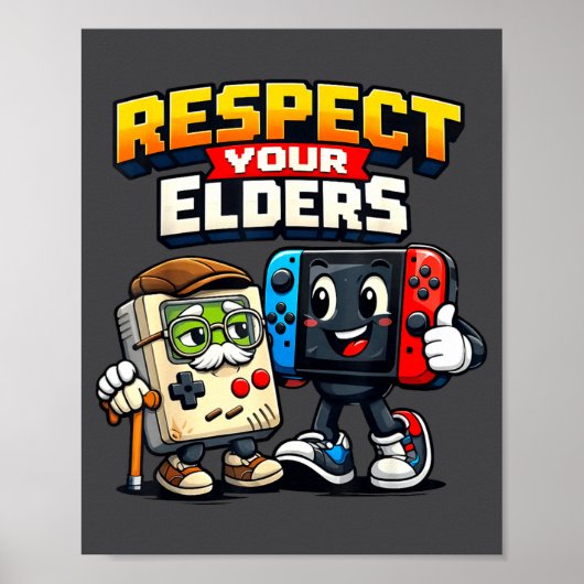 Respect Your Elders Retro Gaming Funny Gamer Contr Poster (Voorkant)