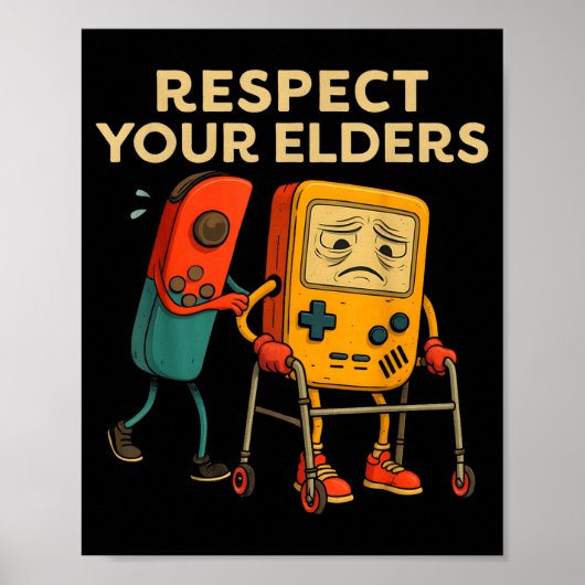 Respect Your Elders Retro Gaming Funny Gamer Contr Poster (Voorkant)