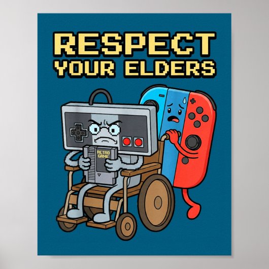 Respect Your Elders Retro Gaming Funny Gamer Contr Poster (Voorkant)