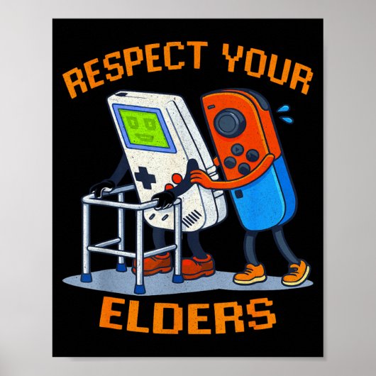 Respect Your Elders Retro Gaming Funny Gamer Contr Poster (Voorkant)