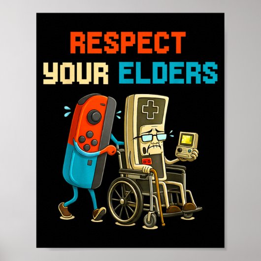 Respect Your Elders Retro Gaming Funny Gamer Contr Poster (Voorkant)