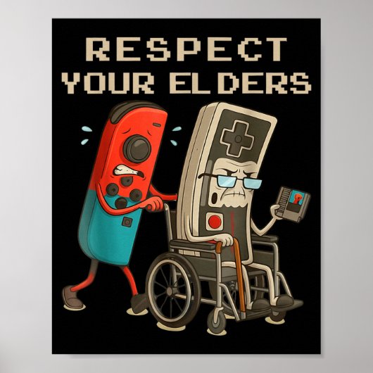 Respect Your Elders Retro Gaming Funny Gamer Contr Poster (Voorkant)