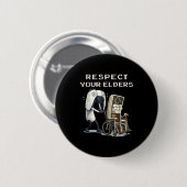 Respect Your Elders Retro Gaming Funny Gamer Contr Ronde Button 5,7 Cm (Voorkant /achterkant)
