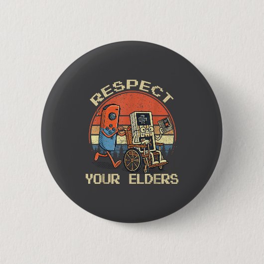 Respect Your Elders Retro Gaming Funny Gamer Contr Ronde Button 5,7 Cm (Voorkant)