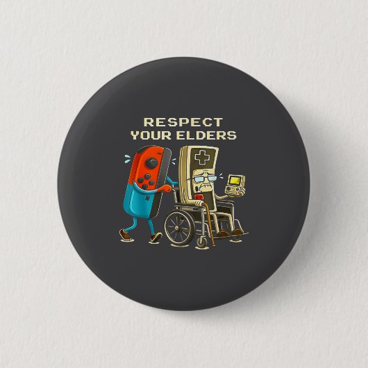Respect Your Elders Retro Gaming Funny Gamer Contr Ronde Button 5,7 Cm (Voorkant)