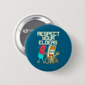 Respect Your Elders Retro Gaming Funny Gamer Contr Ronde Button 5,7 Cm (Voorkant /achterkant)