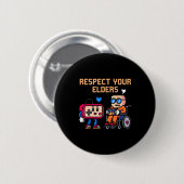 Respect Your Elders Retro Gaming Funny Gamer Contr Ronde Button 5,7 Cm (Voorkant /achterkant)