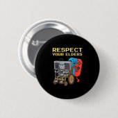 Respect Your Elders Retro Gaming Funny Gamer Contr Ronde Button 5,7 Cm (Voorkant /achterkant)