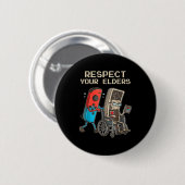 Respect Your Elders Retro Gaming Funny Gamer Contr Ronde Button 5,7 Cm (Voorkant /achterkant)