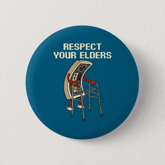 Respect Your Elders Retro Gaming Funny Gamer Contr Ronde Button 5,7 Cm (Voorkant)