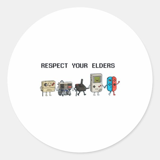 Respect Your Elders Retro Gaming Funny Gamer Contr Ronde Sticker (Voorkant)