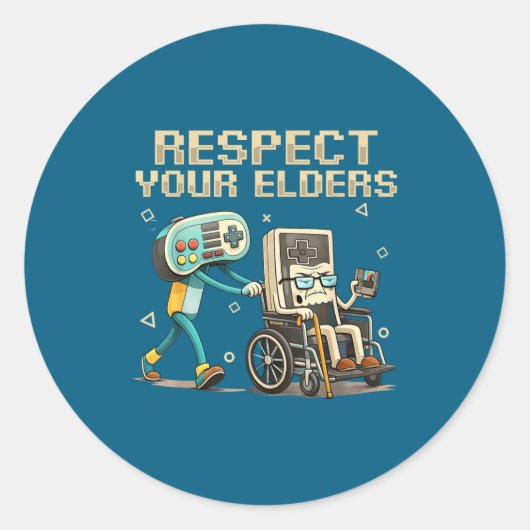 Respect Your Elders Retro Gaming Funny Gamer Contr Ronde Sticker (Voorkant)