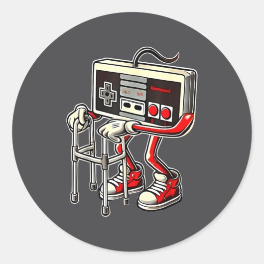 Respect Your Elders Retro Gaming Funny Gamer Contr Ronde Sticker (Voorkant)