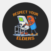 Respect Your Elders Retro Gaming Funny Gamer Contr Ronde Sticker (Voorkant)