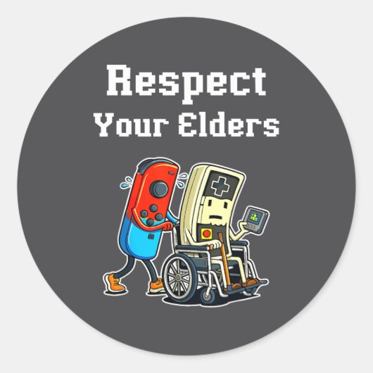 Respect Your Elders Retro Gaming Funny Gamer Contr Ronde Sticker (Voorkant)