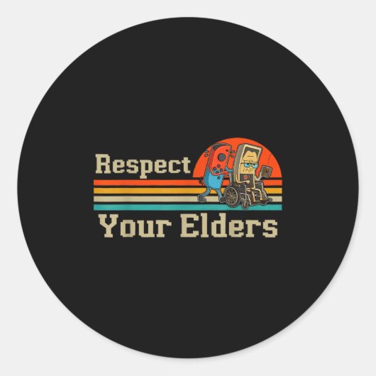Respect Your Elders Retro Gaming Funny Gamer Contr Ronde Sticker (Voorkant)