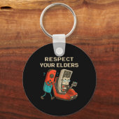 Respect Your Elders Retro Gaming Funny Gamer Contr Sleutelhanger (Voorkant)