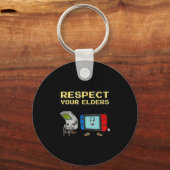 Respect Your Elders Retro Gaming Funny Gamer Contr Sleutelhanger (Voorkant)
