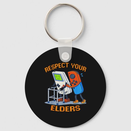 Respect Your Elders Retro Gaming Funny Gamer Contr Sleutelhanger (Voorkant)