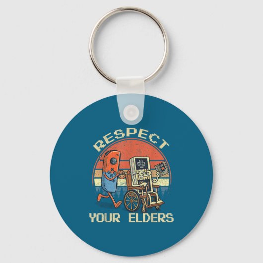 Respect Your Elders Retro Gaming Funny Gamer Contr Sleutelhanger (Voorkant)