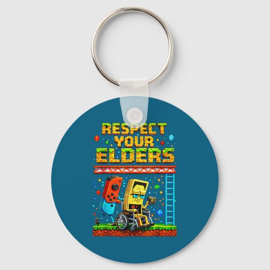 Respect Your Elders Retro Gaming Funny Gamer Contr Sleutelhanger (Voorkant)