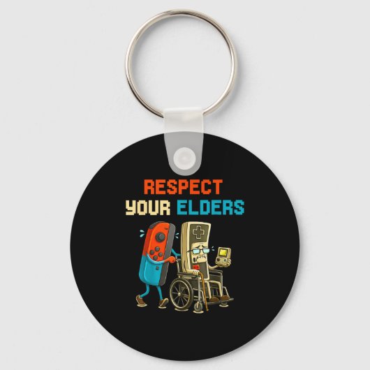 Respect Your Elders Retro Gaming Funny Gamer Contr Sleutelhanger (Voorkant)