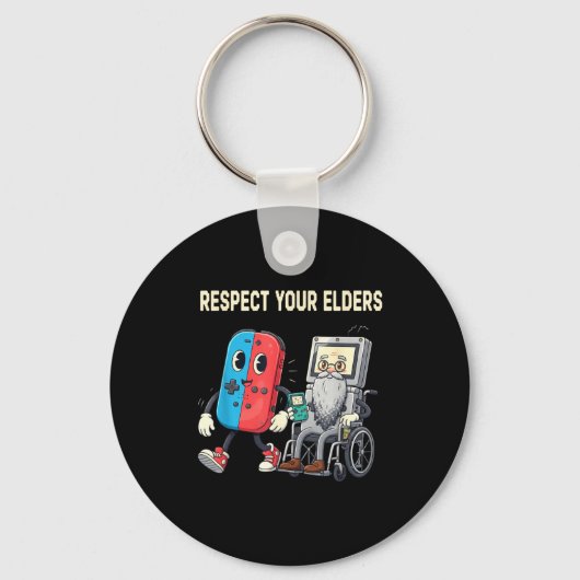 Respect Your Elders Retro Gaming Funny Gamer Contr Sleutelhanger (Voorkant)
