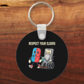 Respect Your Elders Retro Gaming Funny Gamer Contr Sleutelhanger (Voorkant)