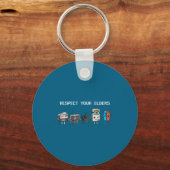 Respect Your Elders Retro Gaming Funny Gamer Contr Sleutelhanger (Voorkant)