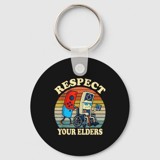 Respect Your Elders Retro Gaming Funny Gamer Contr Sleutelhanger (Voorkant)