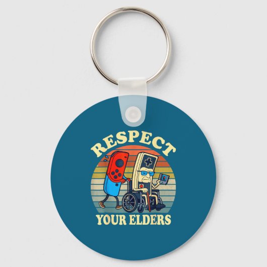 Respect Your Elders Retro Gaming Funny Gamer Contr Sleutelhanger (Voorkant)
