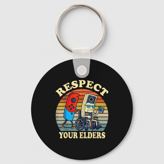 Respect Your Elders Retro Gaming Funny Gamer Contr Sleutelhanger (Voorkant)