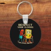 Respect Your Elders Retro Gaming Funny Gamer Contr Sleutelhanger (Voorkant)