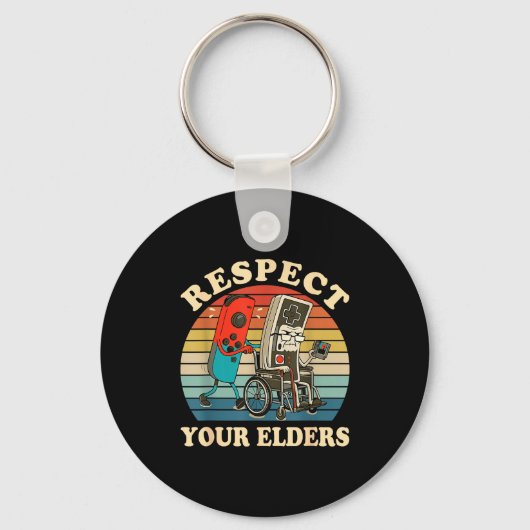 Respect Your Elders Retro Gaming Funny Gamer Contr Sleutelhanger (Voorkant)