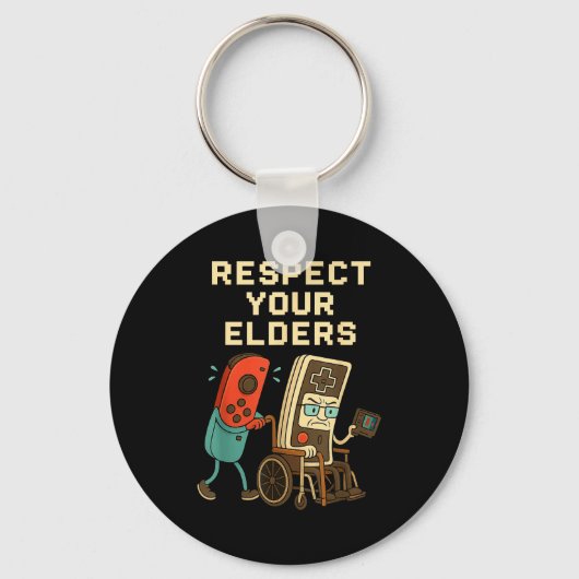 Respect Your Elders Retro Gaming Funny Gamer Contr Sleutelhanger (Voorkant)