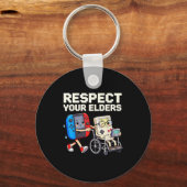 Respect Your Elders Retro Gaming Funny Gamer Contr Sleutelhanger (Voorkant)
