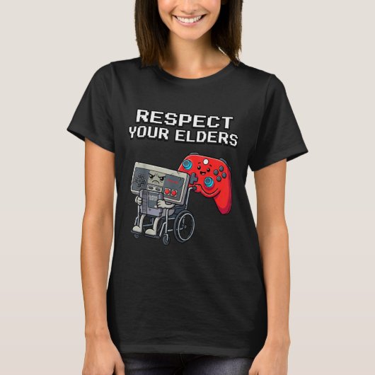 Respect Your Elders Retro Gaming Funny Gamer Contr T-shirt (Voorkant)